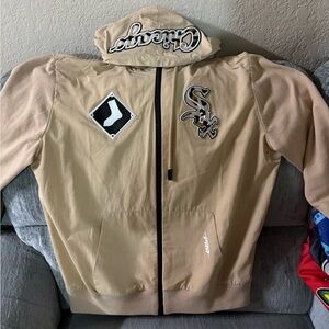 Tan Chicago Hooded Windbreaker Jacket